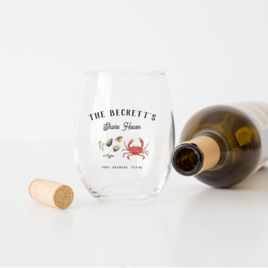  kust | Gepersonaliseerd Shore House Wijnglas Zonder Voet