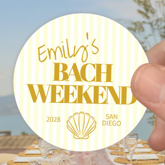 Kust Gouden Gestreepte Bach Weekend Schelp Ronde Sticker