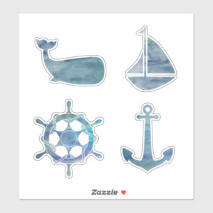 Kust Grafische Wal Schildering Nautilus Sticker