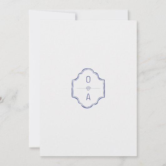 Kust Hand getrokken Doodle Beach bruiloft Save The Date (Achterkant)