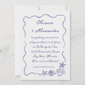 Kust Hand getrokken Sea Shells Doodle Wedding Kaart (Voorkant)