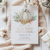 Kust Herfst Verjaardag - Pompoen & schelpen Folie Uitnodiging