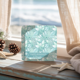 Kust Kerst Bladerbessen Patroon#7 ID1009 Vierkante Kartonnen Onderzetter