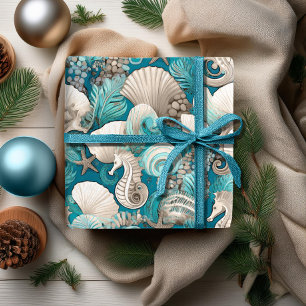 Kust Kerst Bold Zeepaardpatroon#4 ID1009 Cadeaupapier
