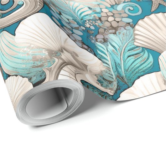 Kust Kerst Bold Zeepaardpatroon#4 ID1009 Cadeaupapier (Rol Hoek)