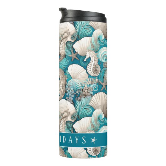 Kust Kerst Bold Zeepaardpatroon#4 ID1009 Thermosbeker (Geroteerd rechts)