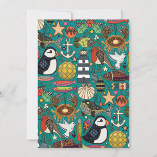 kust kerst decoratie teal feestdagenkaart