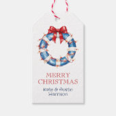 Kust Kerst Nautische Boog Life Preserver Cadeaulabel (Voorkant)