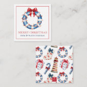 Kust Kerst Nautische Bow Lights Krans Notitiekaartje (Voorkant / Achterkant)