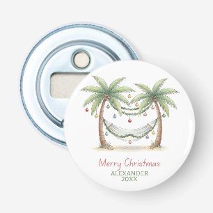 Kust Kerst Palmboom Met Hangmat Button Flesopener