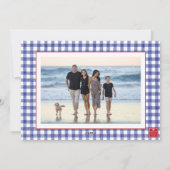 Kust Kerst Starfish Ornament Gingham Foto Feestdagenkaart (Achterkant)