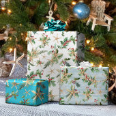 Kust Kerst Tropisch Strand Zeester Blauw Inpakpapier Vel