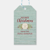 Kust Kerst Zand Dollar Elegant Script Cadeaulabel (Voorkant)