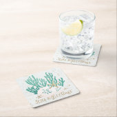 Kust Kerst ZEEEN & Groeten Zeesterren Koraal Vierkante Kartonnen Onderzetter (Insitu)