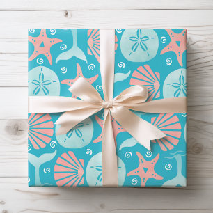 Kust Kerst Zeester Schelpen Walvis Cadeaupapier