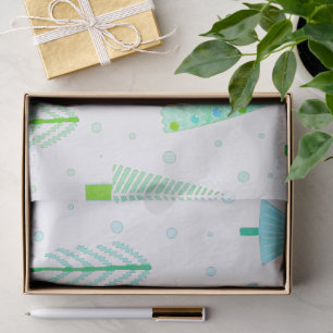 Kust Kerstbomen Turquoise Blauw Patroon Tissuepapier