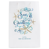 Kust Kerstfeest Zeeen en Groeten Zeesterren Naam Medium Cadeauzakje (Voorkant)
