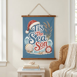 Kust Kerstmis Tis Zee Seizoen Typografie Hangend Wandkleed