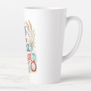Kust Kerstmis Tis Zee Seizoen Typografie Latte Mok