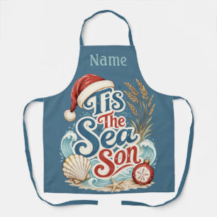 Kust Kerstmis Tis Zee Seizoen Typografie Schort