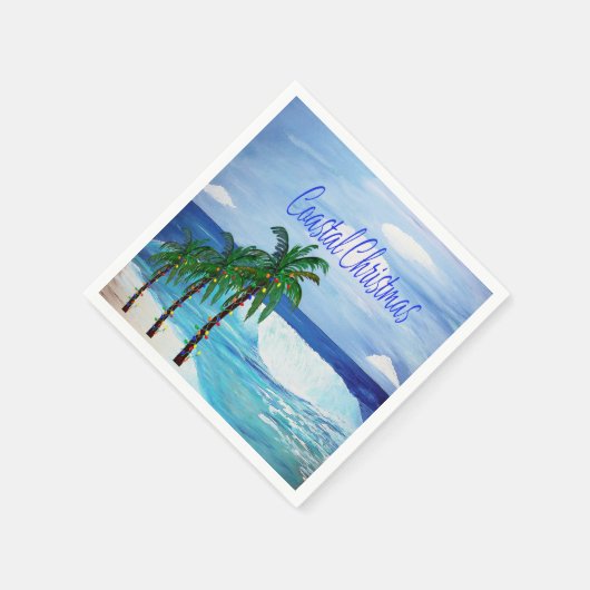 Kust Kerststrand thema feest servetten (Hoek)