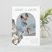 Kust kust Foto strand bruiloft Save The Date (Staand voorkant)