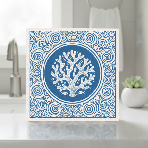Kust Levensserie Kant Koraal Blauw D1208 Tegeltje