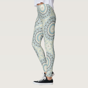 Kust Mandala in zand-, blauwe en drijfhouttinten Leggings