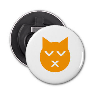 Kust met gesloten Eyes Emoji Cat Button Flesopener