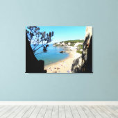 Kust met strand en hotels. Digitale kunst, schilde Canvas Afdruk (Insitu (Houten vloer))