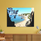 Kust met strand en hotels. Digitale kunst, schilde Canvas Afdruk (Insitu (Woonkamer))