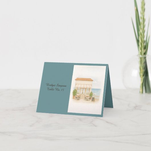 kust middellandse zee oceaan bruiloft gastenkaart bedankkaart (Voorkant)