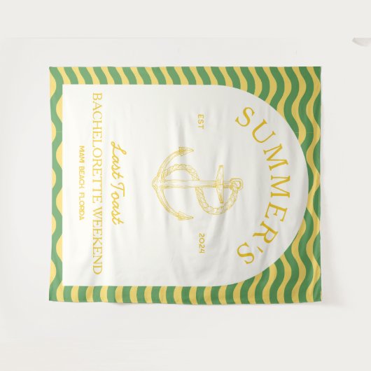 Kust Modern Tropisch Retro Bachelorette geel Wandkleed (Voorkant (horizontaal))