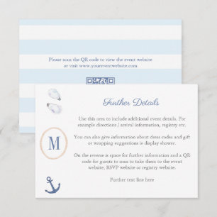 Kust Monogram Baby Shower Registratie QR Code  Informatiekaartje