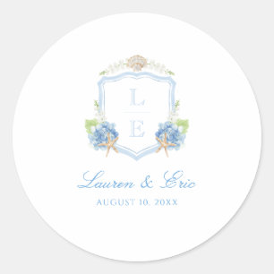 Kust Monogram Crest Trouw Ronde Sticker