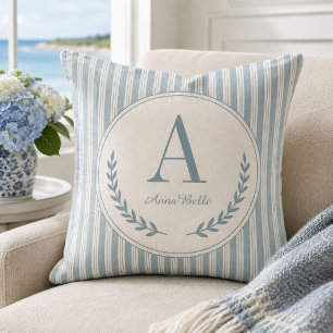 Kust Monogram Loofwerk Erfstuk Ticking Strepen Kussen