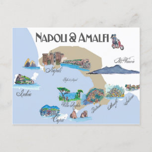 Kust Napoli en Amalfi in Italië Briefkaart