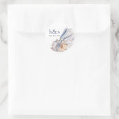 kust | Nautical Seashell Bruiloft Monogram Ronde Sticker (Tas)