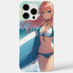 Kust/nautisch/tropisch anime surfermeisje iPhone 16 pro max hoesje