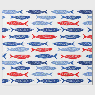 Kust Nautisch Zomer Vis Patroon Cadeaupapier
