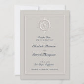 Kust Nautische Boot Helm Ivoor Formele Huwelijk Save The Date (Voorkant)