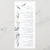 kust nautische gebladerte bruiloft menu (Voorkant)