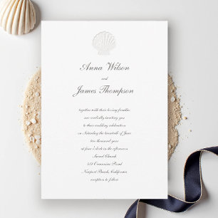 Kust Nautische Shell Classic Script Pure Wedding Kaart