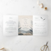kust nieuw engeland strand Tri-Fold Bruiloft Drieluik Uitnodiging (Binnen)