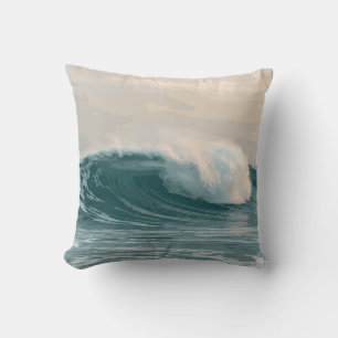 Kust Oceaan Golf Spat Design – Rustige Strand Kussen