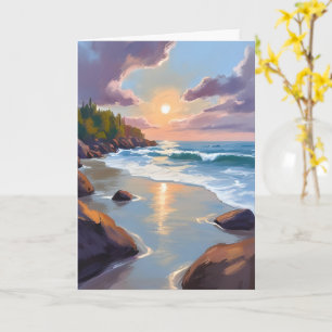 Kust Oceaan Strand Waterverfschilderij Kaart