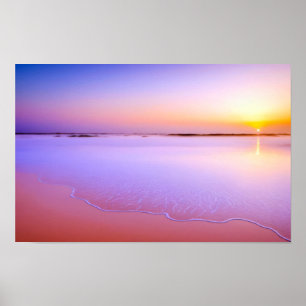 Kust Oceaan Zee Natuur Blauw Water Zonsondergang U Poster