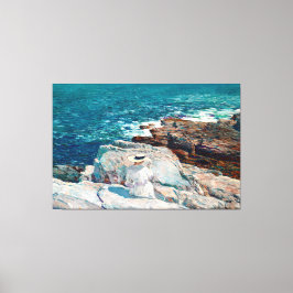  Kust Ocean Cliff Woman bij het Zee Canvas Afdruk