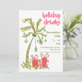 Kust Palm Tree Holiday Drinken Party Invitation Kaart (Staand voorkant)