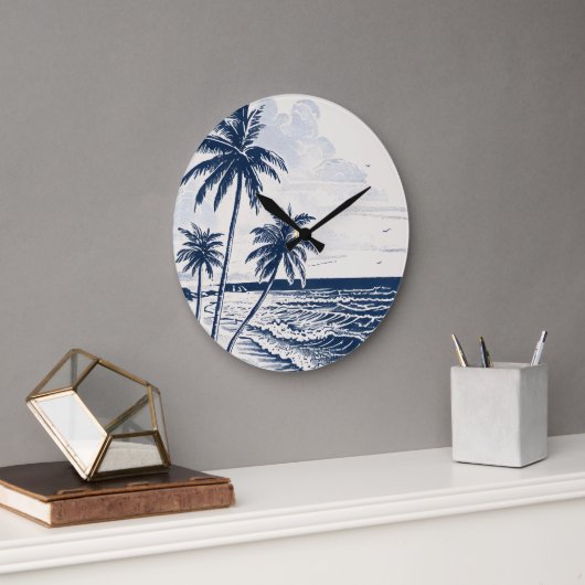 Kust Palm Tree Wall Clock -  Beach Art Grote Klok (Kantoor)